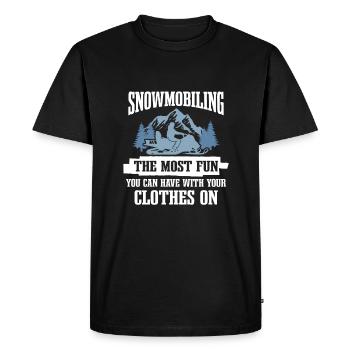 The most fun you have with clothes on snowmobile - Men's Premium Organic T-Shirt - black - Front - Nico (187cm)