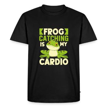 Frog Catching Is My Cardio - Men's Premium Organic T-Shirt - black - Front - Nico (187cm)