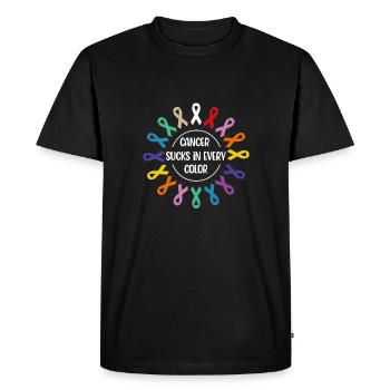Cancer Sucks In Every Color - Men's Premium Organic T-Shirt - black - Front - Nico (187cm)