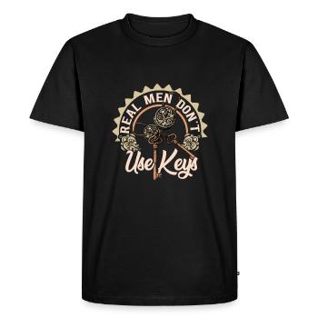 Real Men Don't Use Keys, Locksmith - Men's Premium Organic T-Shirt - black - Front - Nico (187cm)