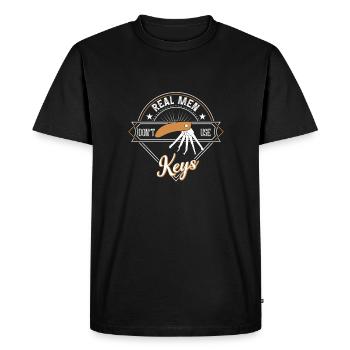 Real Men Don't Use Keys, Locksmith - Men's Premium Organic T-Shirt - black - Front - Nico (187cm)