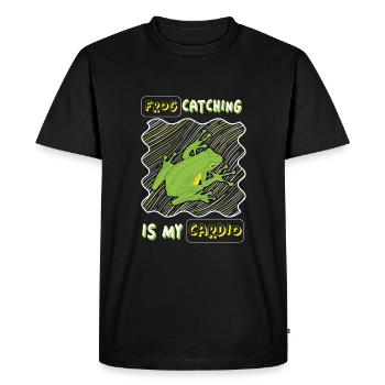 Frog Catching Is My Cardio, Chasse aux grenouilles - T-shirt Premium bio Homme - noir - Devant - Nico (187cm)