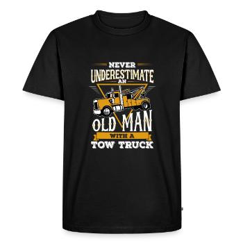Ne sous-estimez jamais un vieil homme avec une dépanneuse - T-shirt Premium bio Homme - noir - Devant - Nico (187cm)
