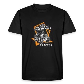 Never Underestimate An Old Man With Tractor Bauer - Men's Premium Organic T-Shirt - black - Front - Nico (187cm)