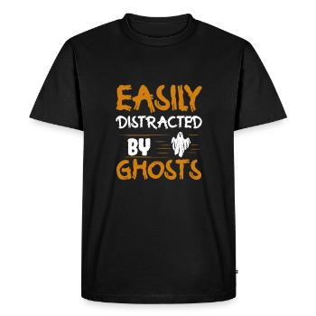 Facilement distrait par les fantômes - T-shirt Premium bio Homme - noir - Devant - Nico (187cm)