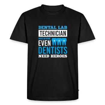 Because Even Dentists Need Heroes, Dental Technician - Men's Premium Organic T-Shirt - black - Front - Nico (187cm)