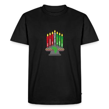 Mishumaa with 7 principles, Kwanzaa Kinara - Men's Premium Organic T-Shirt - black - Front - Nico (187cm)