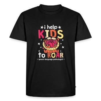 I Help Kids To ROAR, Speech Therapist - Men's Premium Organic T-Shirt - black - Front - Nico (187cm)