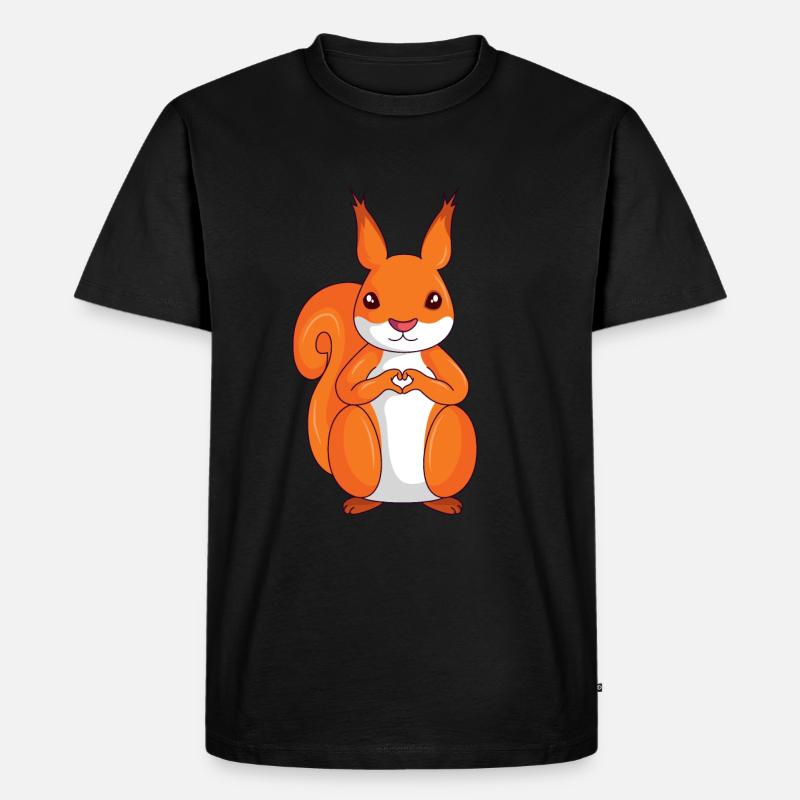 Eichhörnchen Liebe Kinder Mädchen Damen - Männer Premium Bio T-Shirt - Schwarz