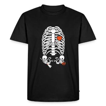 Annonce de grossesse des jumeaux Squelette d’Halloween - T-shirt Premium bio Homme - noir - Devant - Nico (187cm)