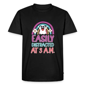 Facilement distrait à 3 heures du matin, chasseur de fantômes - T-shirt Premium bio Homme - noir - Devant - Nico (187cm)
