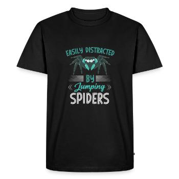 Facilement distrait par les araignées sauteuses - T-shirt Premium bio Homme - noir - Devant - Nico (187cm)