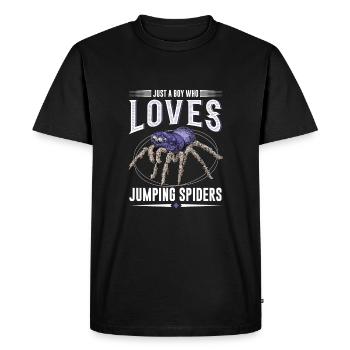 Juste un garçon qui aime les araignées sauteuses, araignée - T-shirt Premium bio Homme - noir - Devant - Nico (187cm)