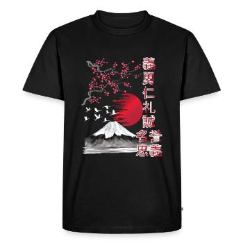 Paysage japonais - 7 vertus du samouraï - T-shirt Premium bio Homme - noir - Devant - Nico (187cm)