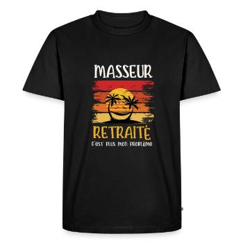 masseur retraité - T-shirt Premium bio Homme - noir - Devant - Nico (187cm)