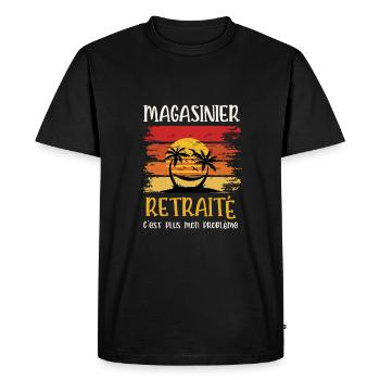 magasinier retraité - T-shirt Premium bio Homme - noir - Devant - Nico (187cm)
