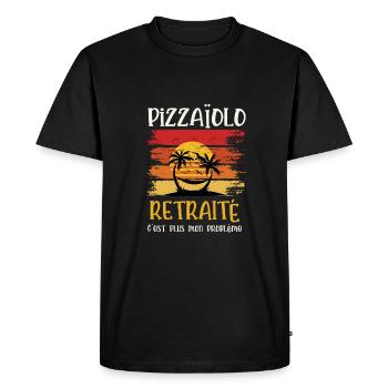 pizzaïolo retraité - T-shirt Premium bio Homme - noir - Devant - Nico (187cm)
