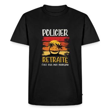 policier retraité - T-shirt Premium bio Homme - noir - Devant - Nico (187cm)