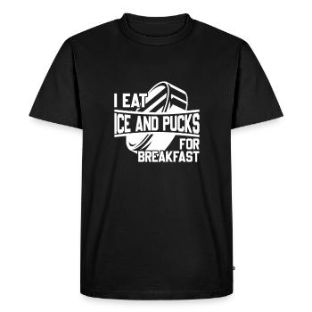 I Eat Ice And Pucks For Breakfast, Ice Hockey - Men's Premium Organic T-Shirt - black - Front - Nico (187cm)