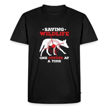 Saving Wildlife One Coyote At A Time - Coyote Hunting - Men's Premium Organic T-Shirt - black - Front - Nico (187cm)