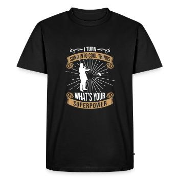 Je transforme le sable en choses cool Qu’est-ce que la superpuissance - T-shirt Premium bio Homme - noir - Devant - Nico (187cm)