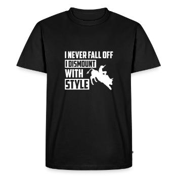 I Never Fall Off Dismount With Style, Bullenreiten - Men's Premium Organic T-Shirt - black - Front - Nico (187cm)