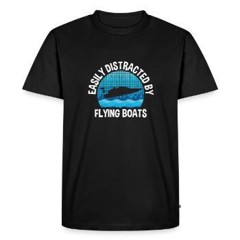 Easily Distracted By Flying Boats Drag Boat Racing - Men's Premium Organic T-Shirt - black - Front - Nico (187cm)
