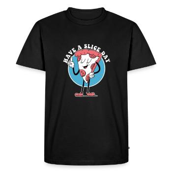 Have A Slice Day, Funny Pizza Baker - Men's Premium Organic T-Shirt - black - Front - Nico (187cm)