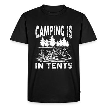 Le camping est dans les tentes - T-shirt Premium bio Homme - noir - Devant - Nico (187cm)