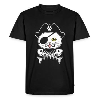 Pirate Cat - Men's Premium Organic T-Shirt - black - Front - Nico (187cm)