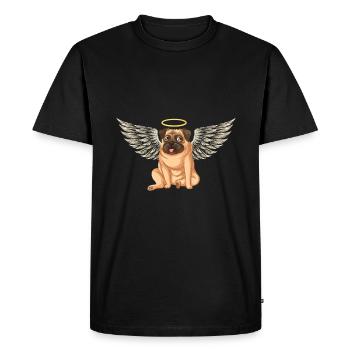 Angel Pug Dog - Men's Premium Organic T-Shirt - black - Front - Nico (187cm)