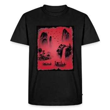 Japon Paysage Art japonais - T-shirt Premium bio Homme - noir - Devant - Nico (187cm)