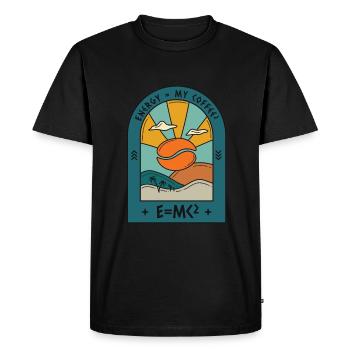 Énergie = mon café - E = MC - T-shirt Premium bio Homme - noir - Devant - Nico (187cm)