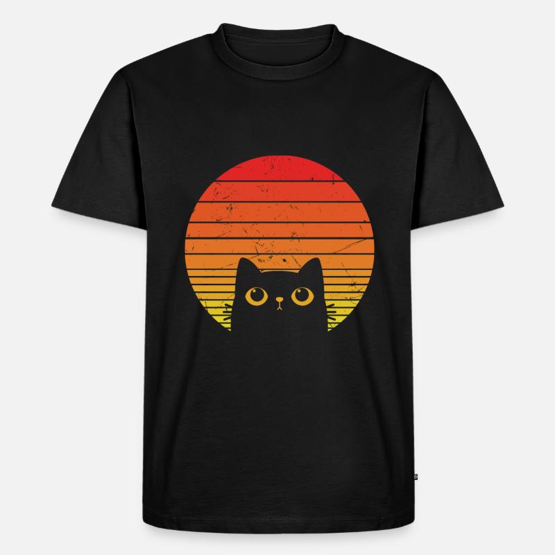 Retro -Katze Späht - Männer Premium Bio T-Shirt - Schwarz