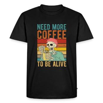 Besoin de plus de café pour être en vie - T-shirt Premium bio Homme - noir - Devant - Nico (187cm)