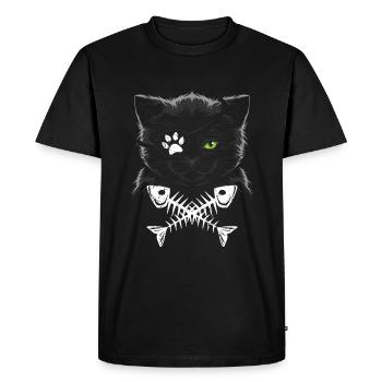 Pirate Cat - Men's Premium Organic T-Shirt - black - Front - Nico (187cm)