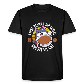 I just want to drink coffee - Men's Premium Organic T-Shirt - black - Front - Nico (187cm)