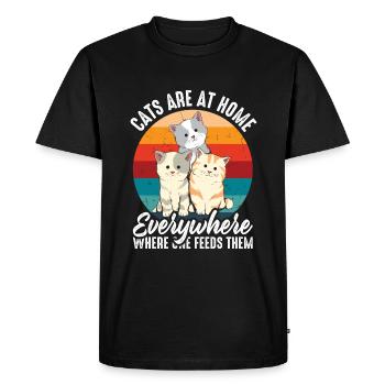 Cats are at home everywhere - Men's Premium Organic T-Shirt - black - Front - Nico (187cm)