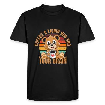 Café Une étreinte liquide pour votre cerveau - T-shirt Premium bio Homme - noir - Devant - Nico (187cm)