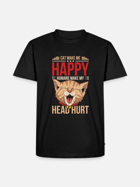 Cat makes me happy - Men's Premium Organic T-Shirt - black
