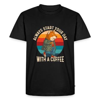 Always start your day with a coffee - Men's Premium Organic T-Shirt - black - Front - Nico (187cm)