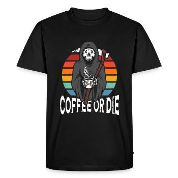 Café ou matrice - T-shirt Premium bio Homme - noir - Devant - Nico (187cm)