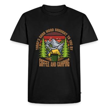 Bonne humeur apportée avec du café - T-shirt Premium bio Homme - noir - Devant - Nico (187cm)