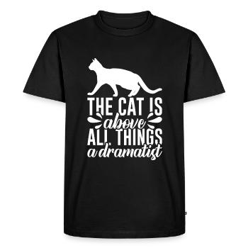 Le chat est avant tout un dramaturge - T-shirt Premium bio Homme - noir - Devant - Nico (187cm)