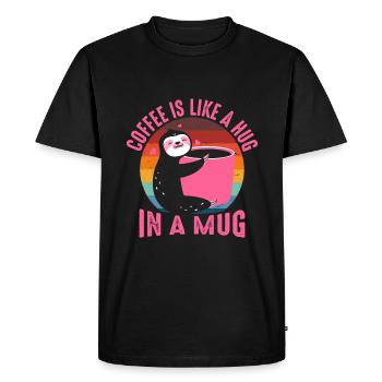 Coffee is like a hug in a cup - Men's Premium Organic T-Shirt - black - Front - Nico (187cm)