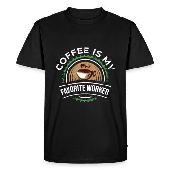 Coffee is my favorite worker - Men's Premium Organic T-Shirt - black - Front - Nico (187cm)