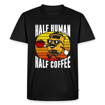 Half human half coffee - Men's Premium Organic T-Shirt - black - Front - Nico (187cm)