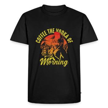 Coffee of the vodka of the morning - Men's Premium Organic T-Shirt - black - Front - Nico (187cm)