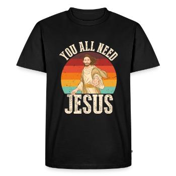 All you need Jesus - Men's Premium Organic T-Shirt - black - Front - Nico (187cm)