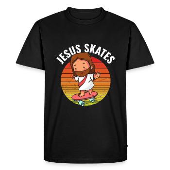 Jésus sauve avec Skateboart - T-shirt Premium bio Homme - noir - Devant - Nico (187cm)